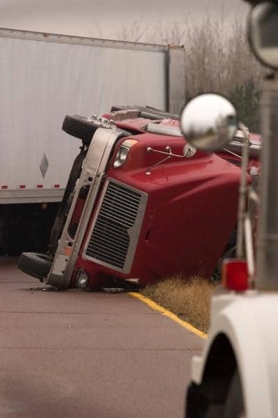 Semi-truck crashed on road after causing accident